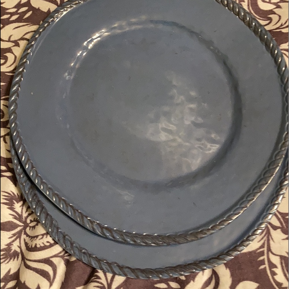 Pottery Barn Rope plates, 2 dinner blue